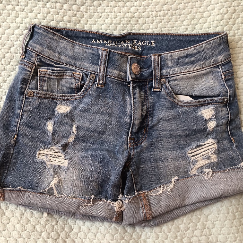 American Eagle Ripped Jean Shorts